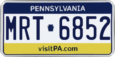 PA license plate MRT6852