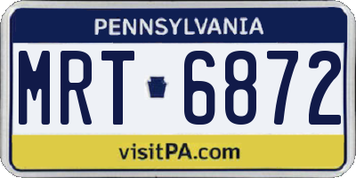 PA license plate MRT6872