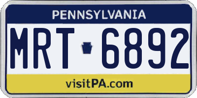 PA license plate MRT6892