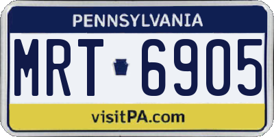 PA license plate MRT6905