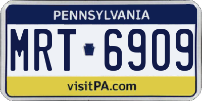 PA license plate MRT6909
