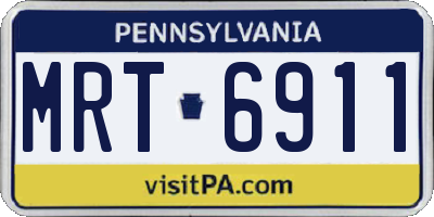 PA license plate MRT6911