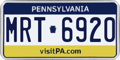 PA license plate MRT6920