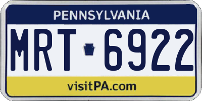 PA license plate MRT6922