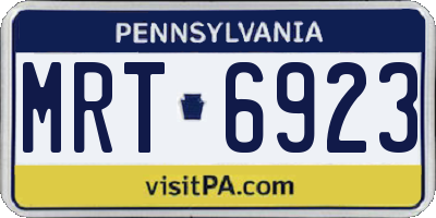 PA license plate MRT6923