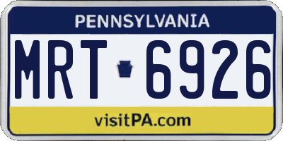 PA license plate MRT6926