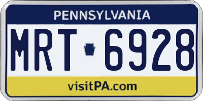 PA license plate MRT6928