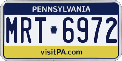 PA license plate MRT6972
