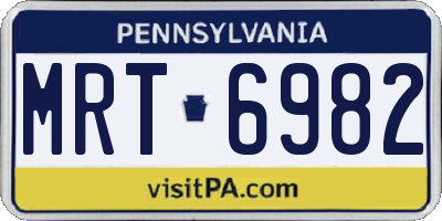 PA license plate MRT6982