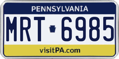 PA license plate MRT6985