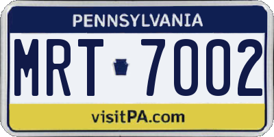 PA license plate MRT7002