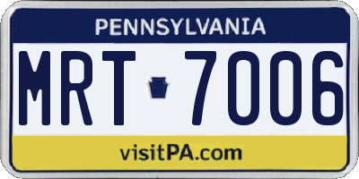 PA license plate MRT7006