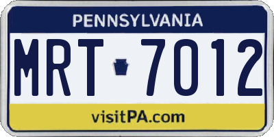 PA license plate MRT7012