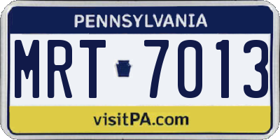 PA license plate MRT7013
