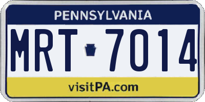 PA license plate MRT7014