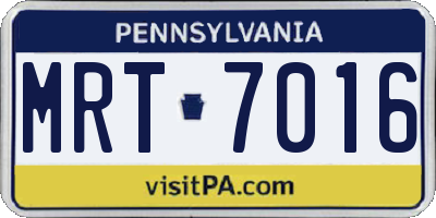 PA license plate MRT7016
