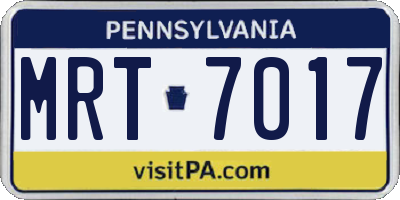 PA license plate MRT7017