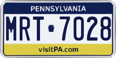 PA license plate MRT7028