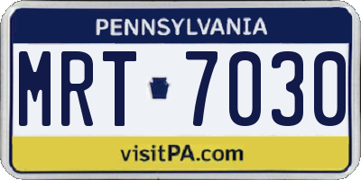 PA license plate MRT7030