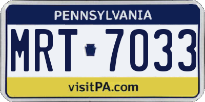 PA license plate MRT7033