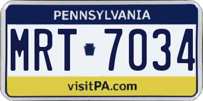 PA license plate MRT7034