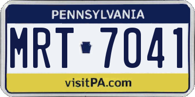 PA license plate MRT7041