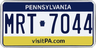 PA license plate MRT7044