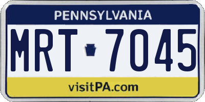 PA license plate MRT7045