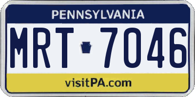 PA license plate MRT7046