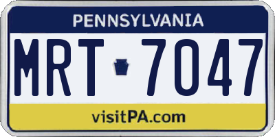PA license plate MRT7047