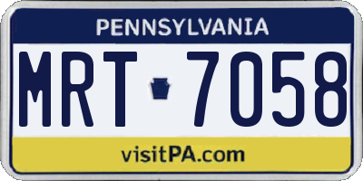 PA license plate MRT7058