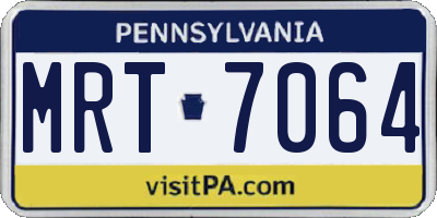 PA license plate MRT7064