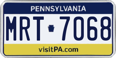 PA license plate MRT7068