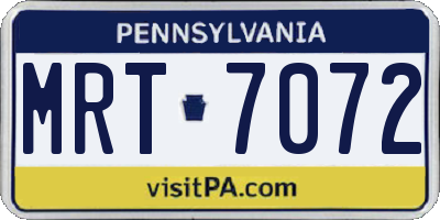 PA license plate MRT7072