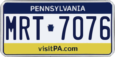 PA license plate MRT7076