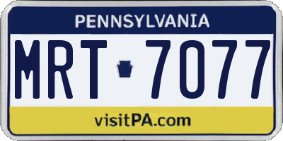 PA license plate MRT7077