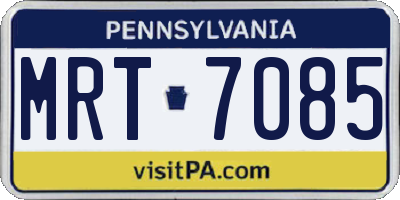 PA license plate MRT7085