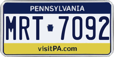PA license plate MRT7092