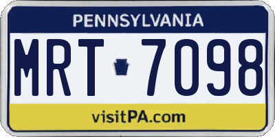 PA license plate MRT7098