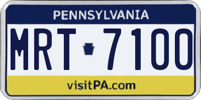 PA license plate MRT7100