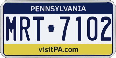 PA license plate MRT7102