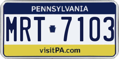 PA license plate MRT7103