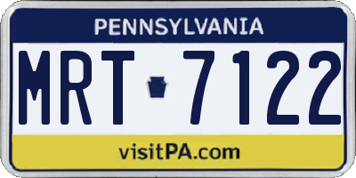 PA license plate MRT7122