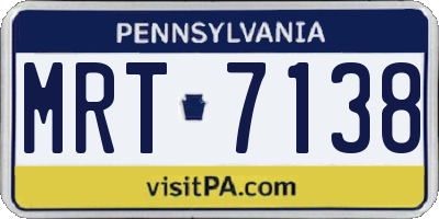 PA license plate MRT7138