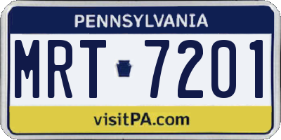 PA license plate MRT7201