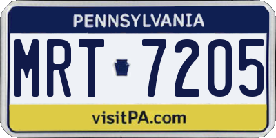 PA license plate MRT7205