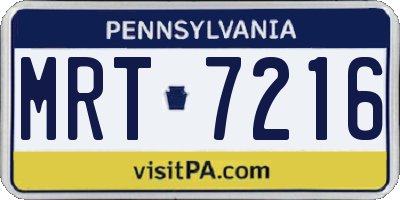 PA license plate MRT7216