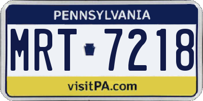 PA license plate MRT7218