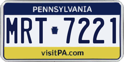 PA license plate MRT7221