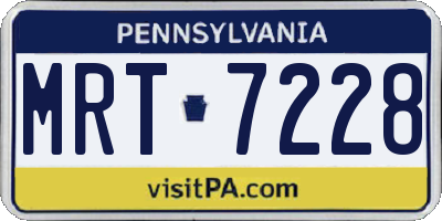 PA license plate MRT7228